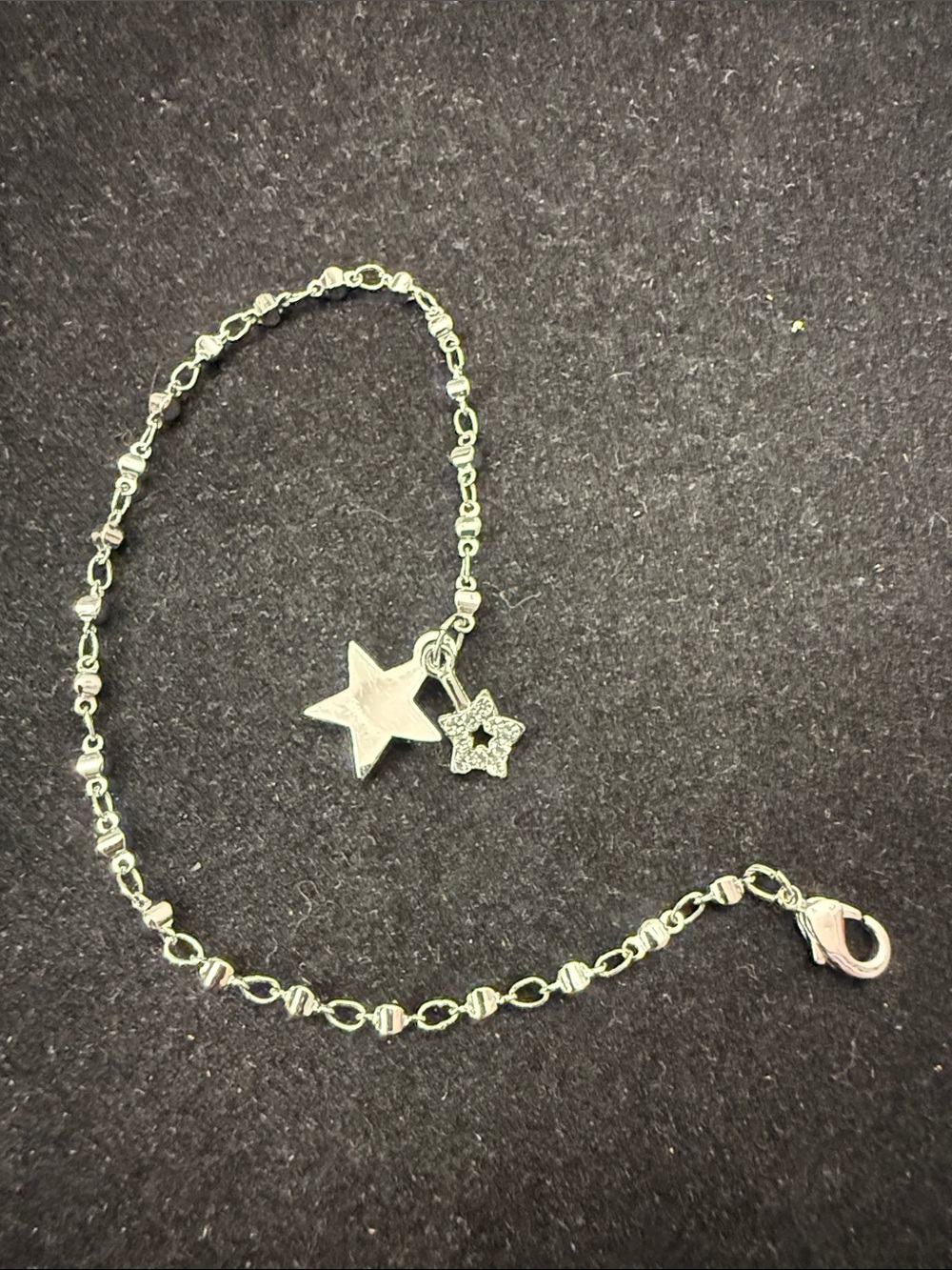 Silver Star Charm Anklet - Sparkling Star Accent